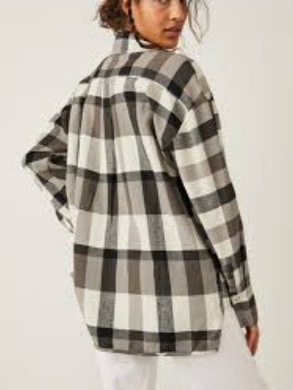 Free People We The Free Izzie Cargo Shirt Jacket Large Black White - Picture 3 of 12